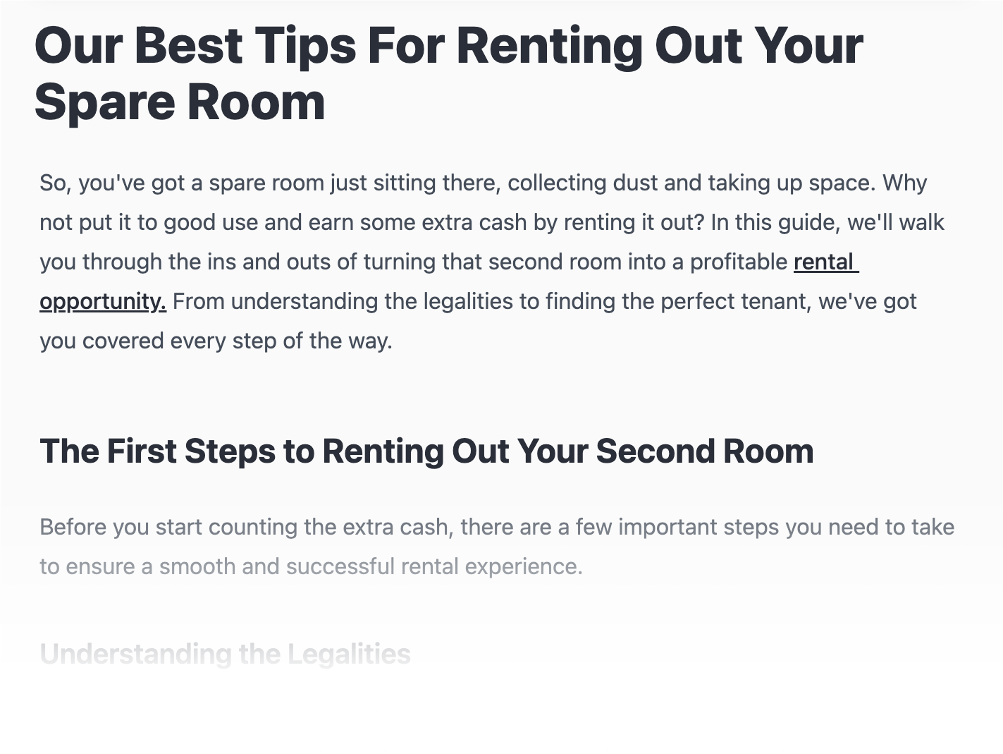 An article generated by Endless titled 'Our Best Tips For Renting Out Your Spare Room'