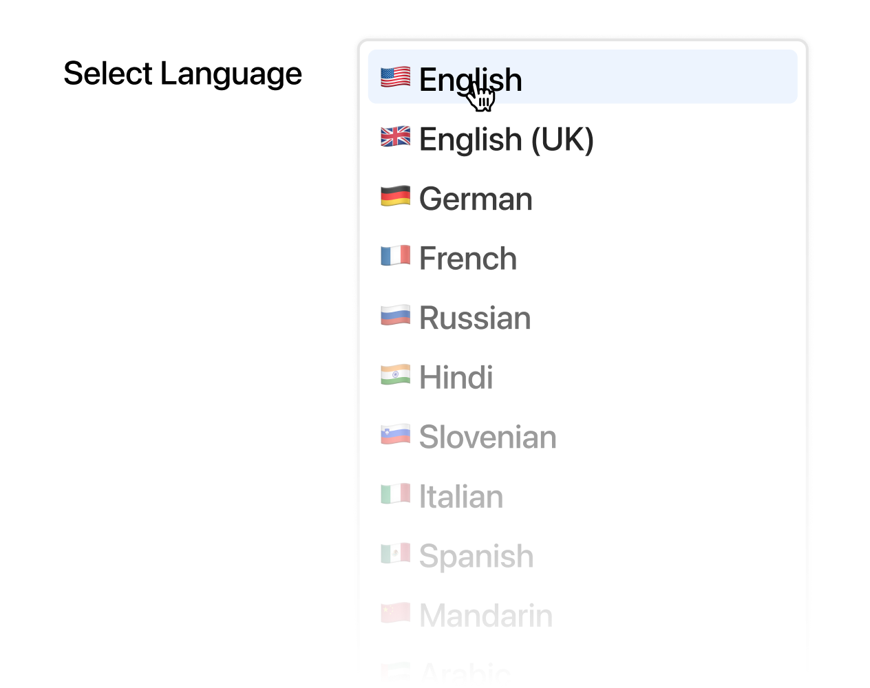 A list of languages that can be used to generate content